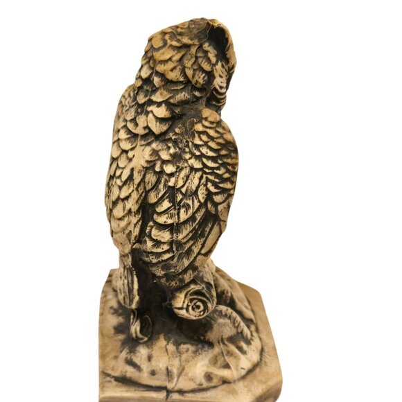 Vintage Owl Figurine Sculpture On Branch Resin Home Decor Collectible - Picture 3 of 16